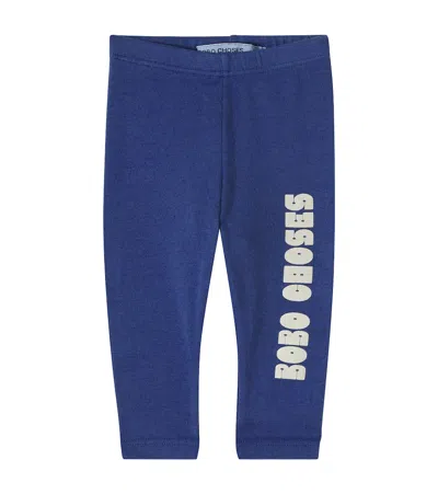 Bobo Choses Baby Logo Cotton-blend Jersey Leggings In Blue