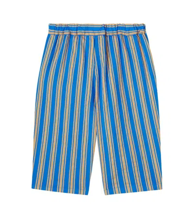 Bobo Choses Baby New Hairline Striped Cotton Pants In Blue