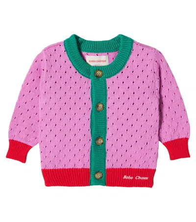 Bobo Choses Baby Open-knit Cotton Cardigan In Multi