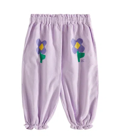 Bobo Choses Baby Pansy Flowers Cotton Pants In Purple