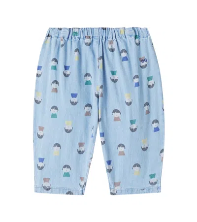 Bobo Choses Baby Printed Cotton-blend Straight Pants In Blue