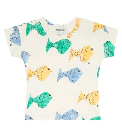 Bobo Choses Baby Printed Cotton Jersey T-shirt In Bianco Crema