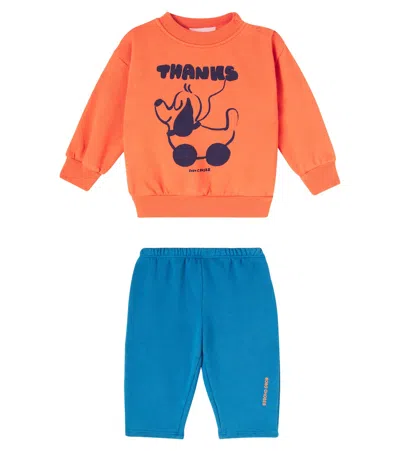 Bobo Choses Baby Printed Cotton Sweatshirt And Sweatpants Set In Orange