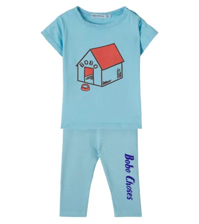 Bobo Choses Baby Printed Cotton T-shirt And Leggings Set In Blue