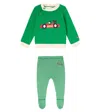Bobo Choses Baby Race Car Cotton Sweater And Sweatpants Set In Green