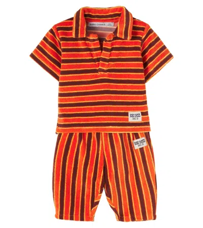 Bobo Choses Baby Striped Brick Cotton-blend Polo Shirt And Pants Set In Multi