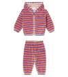 Bobo Choses Baby Striped Velvet Hoodie And Sweatpants Set In Pink