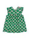 Bobo Choses Printed Organic Cotton Dress W/ruffles In Off White