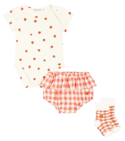 Bobo Choses Baby Tomato Bodysuit, Socks And Bloomers Set In Weiss