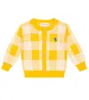 Bobo Choses Baby Vichy Cotton-knit Cardigan In Yellow