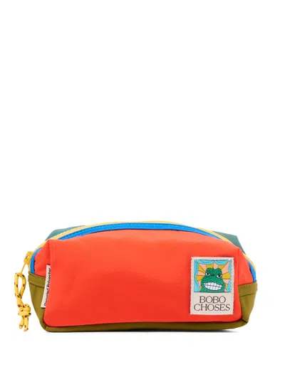 Bobo Choses Kids' Beast Logo-patch Panelled Pencil Case In Orange