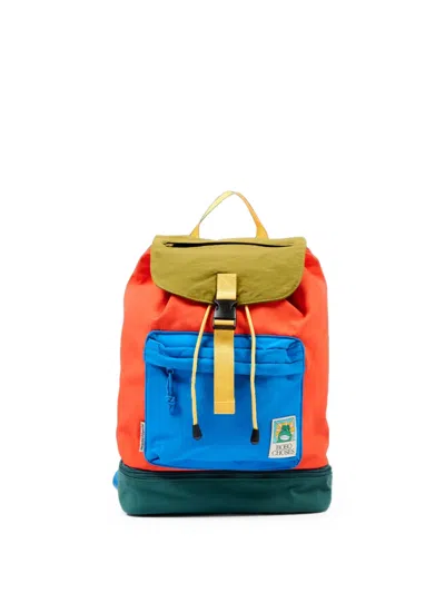 Bobo Choses Kids' Beat Tag Colour-block Buckle-fastening Backpack In Orange