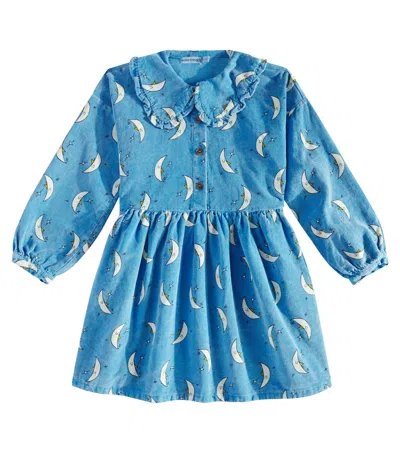 Bobo Choses Kids' Beneath The Moon Printed Cotton Dress In Blue