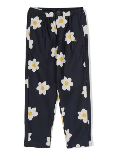BOBO CHOSES BIG FLOWER ALL OVER BAGGY PANTS,223AC080 430 MIDNIGHT BLUE