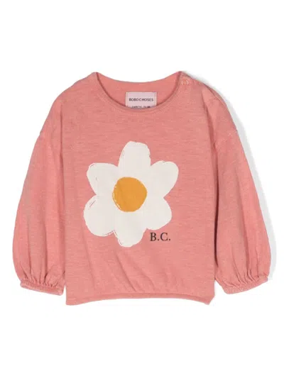 Bobo Choses Babies' Big Flower Girl Organic-cotton Sweatshirt In Orange