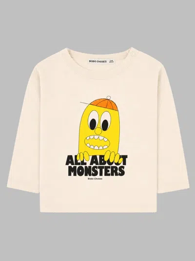 Bobo Choses Big-tooth Lemon Unisex Baby T-shirt In 100% Cotton In White