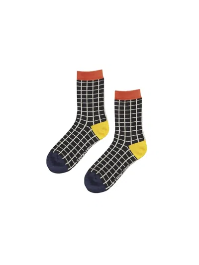 Bobo Choses Black Checkered Short Socks In Multi