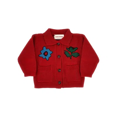 Bobo Choses Kids' 'blossom' Wool-blend Cardigan In Red