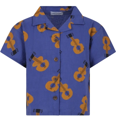 Bobo Choses Blue Shirt For Kids With All-over Guitars