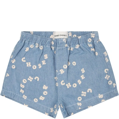 Bobo Choses Blue Shorts For Baby Boy With Logo In Denim