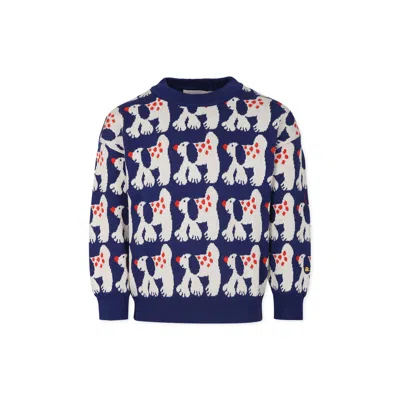 Bobo Choses Blue Sweater For Kids With Dog In White