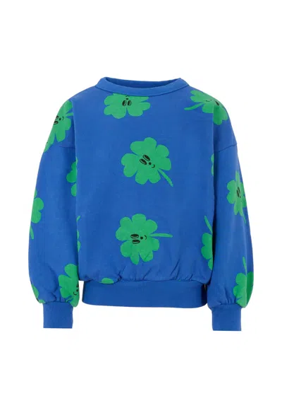 Bobo Choses Blue Sweatshirt For Kids With Green Clovers