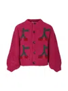 Bobo Choses Fuchsia Cardigan For Girl With Cherries In Pink & Purple