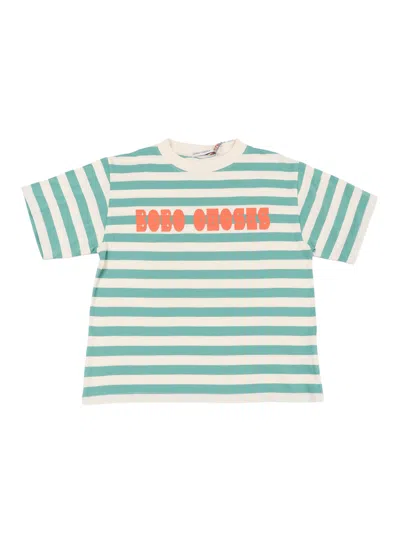 Bobo Choses Kids'   Modern Striped T-shirt In Green