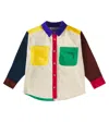 Bobo Choses Embroidered Color Block Corduroy Shirt In Multicoloured