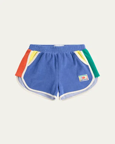 Bobo Choses Kids' Boy's Color Block Logo Patch Shorts In Blue