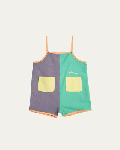 Bobo Choses Kids' Boy's Color Block Woven Playsuit In Green