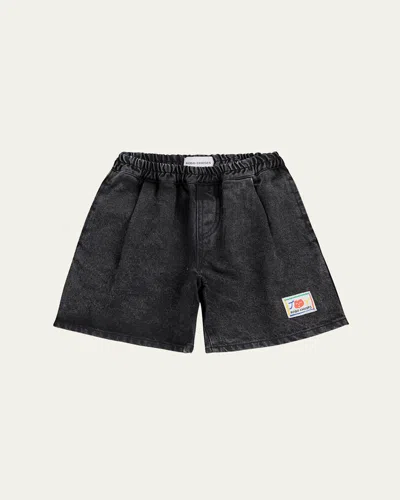 BOBO CHOSES BOY'S DENIM SHORTS W/ LOGO PATCH