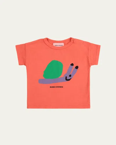 Bobo Choses Kids' Boy's Funny Snail Graphic T-shirt In Red