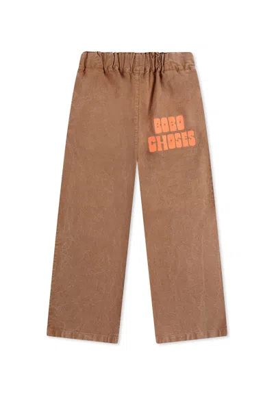 Bobo Choses Brown Trousers For Kids With Logo