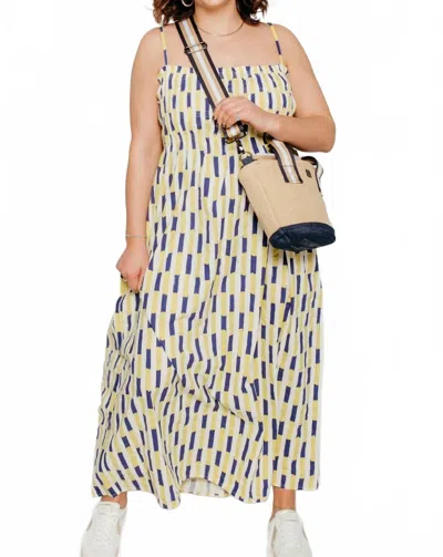 Bobo Choses Brush Strokes Gathered Bustier Dress In Multi In Yellow