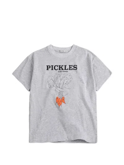 Bobo Choses Kids' Bunch Of Vegetables Print T-shirt In Gray