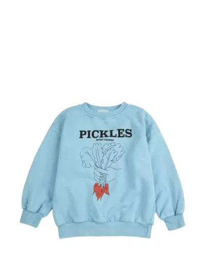 Bobo Choses Kids' Bunch Of Vegetables Ribbed Sweatshirt In Blue