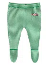 Bobo Choses Car-embroidered Striped Trousers In Green