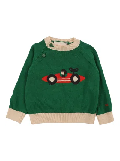 Bobo Choses Car-embroidery Sweater In Green