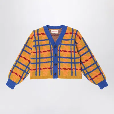 Bobo Choses Kids' Cardigan With Madras Check Pattern In Brown