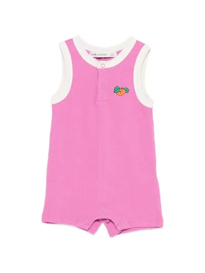 Bobo Choses Babies' Carrot-appliqué Romper In Pink