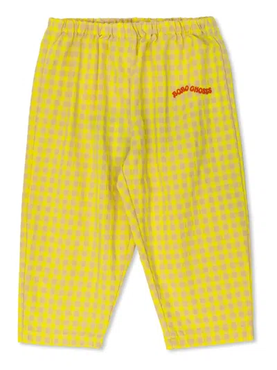 Bobo Choses Babies' Check-print Trousers In Yellow