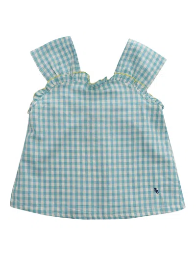 Bobo Choses Kids' Checked Patterned Top In Light Blue
