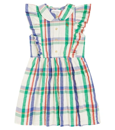 Bobo Choses Kids' Checked Ruffle-trimmed Cotton Dress In Multicolor