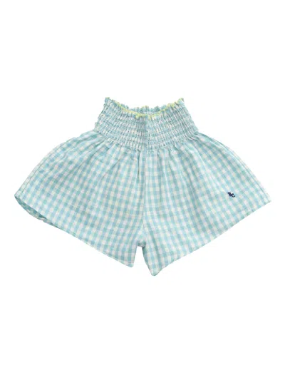 Bobo Choses Kids' Logo-embroidered Checked Shorts In Light Blue
