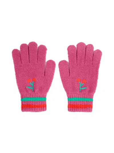 Bobo Choses Cherry Knit Gloves For Kids In Fuchsia