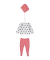 Bobo Choses Cherry Pattern Sweater, Elastic Waist Pants, Hat In White