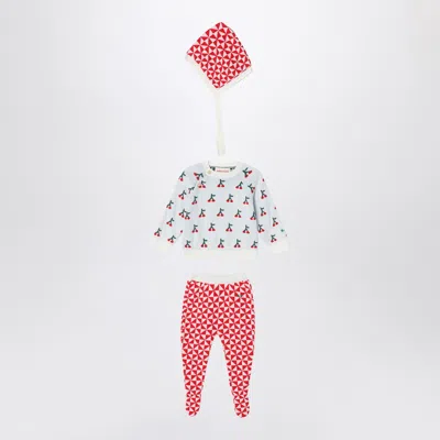 Bobo Choses Cherry Three-piece Cotton-blend Set For Unisex In Red
