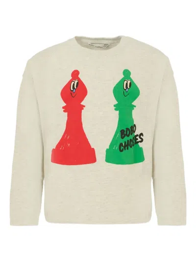 Bobo Choses Kids' Chess-pieces Print Long-sleeved Sweatshirt In Neutral