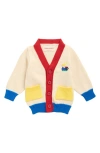 Bobo Choses Choo Choo Colorblock Organic Cotton Cardigan In White